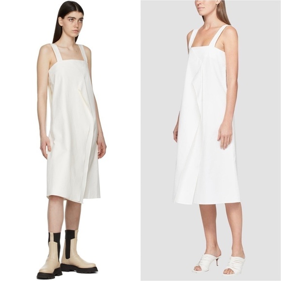 3.1 PHILLIP LIM Draped Square Neck Structured Cotton Sleeveless Midi Dress 10 - Picture 7 of 14